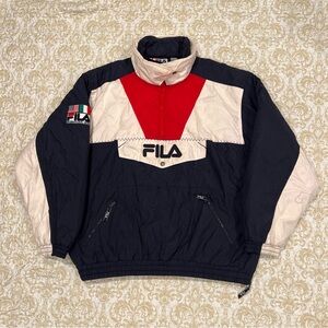 Vintage 90s Fila Jacket Mens 2XL Blue International Gear Puffer Sporty Pullover